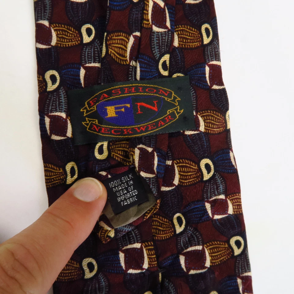 FN Moda Prendas para el cuello Cesta Tejido Abstracto Paisley Rojo Azul Corbata para Hombres 66x3.5 XL Foto 3 de 4