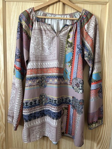 COTTON TRADERS Printed Boho Hippie Style Tunic Blouse Top Size 12 NEW Summer - Picture 6 of 12