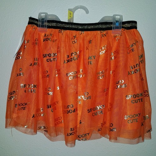 NWT Spooky Cute Halloween Skirt Tutu Tulle Girl Large 10-12 XL 14-16 Orange Gold - Picture 4 of 9