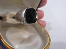 Sterling Silver  Black Onyx Ring - Size 8.25 - 5.5 grams