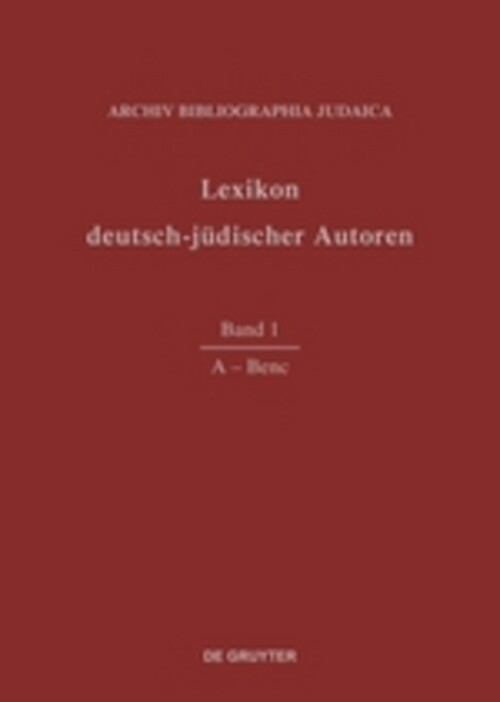 A - Benc | Archiv Bibliographia Judaica E.v. | Deutsch | Buch |