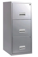 3 DRAWER 'PIERRE HENRY' STEEL SILVER MAXI FILING CABINET A4 / NEW +FREE 24h