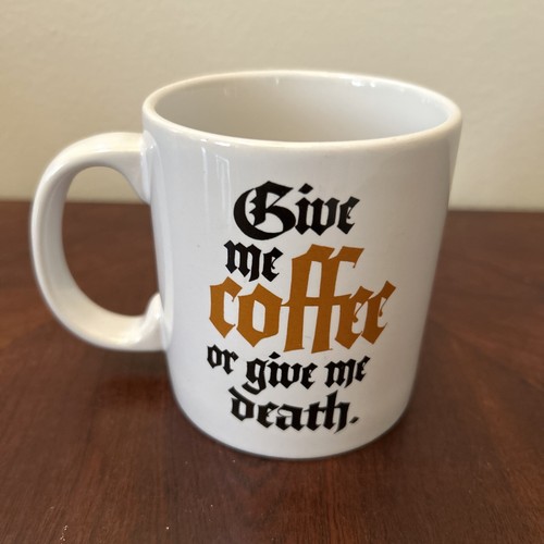 Carlton Cards “Give Me Coffee Or Give Me Death” Stoneware Coffee Mug Signed New - Picture 5 of 8