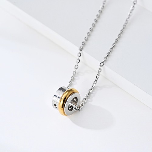 18K Gold Black Round AAA Cz Love Pendant Womens Stainless Steel Spinner Necklace - Picture 7 of 9