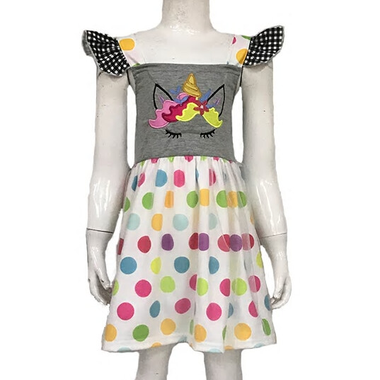 NEW Boutique Unicorn Sleeveless Girls Polka Dot Dress 8-9