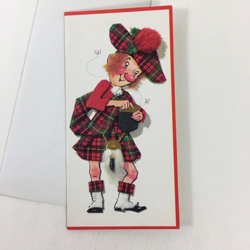 Vintage Christmas Card Quality Crest Man in Kilt Flask Red Nose - Picture 11 of 11