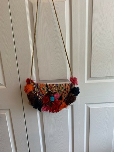 Sam Edelman handbag circus 13x8 straw and ribbon tags multi color - Picture 4 of 8