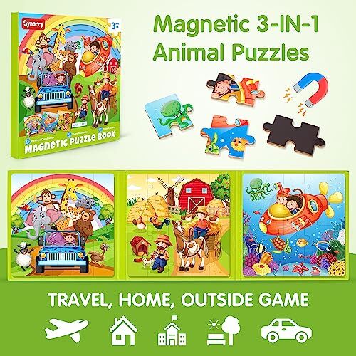 Magnetic Puzzles for Kids Ages 3-5, 20 Pieces Toddler Puzzles, Children Animal - Picture 3 of 7