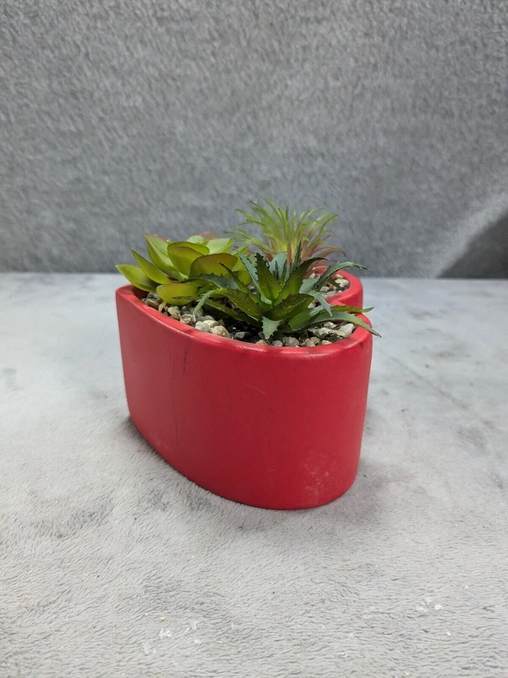 Mini maceta artificial suculenta en corazón plástico falso decoración de San Valentín Foto 2 de 4