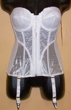 NWT Vintage old stock LADY MARLENE 000986 White CORSET with GARTER BELT Sz- 38 C