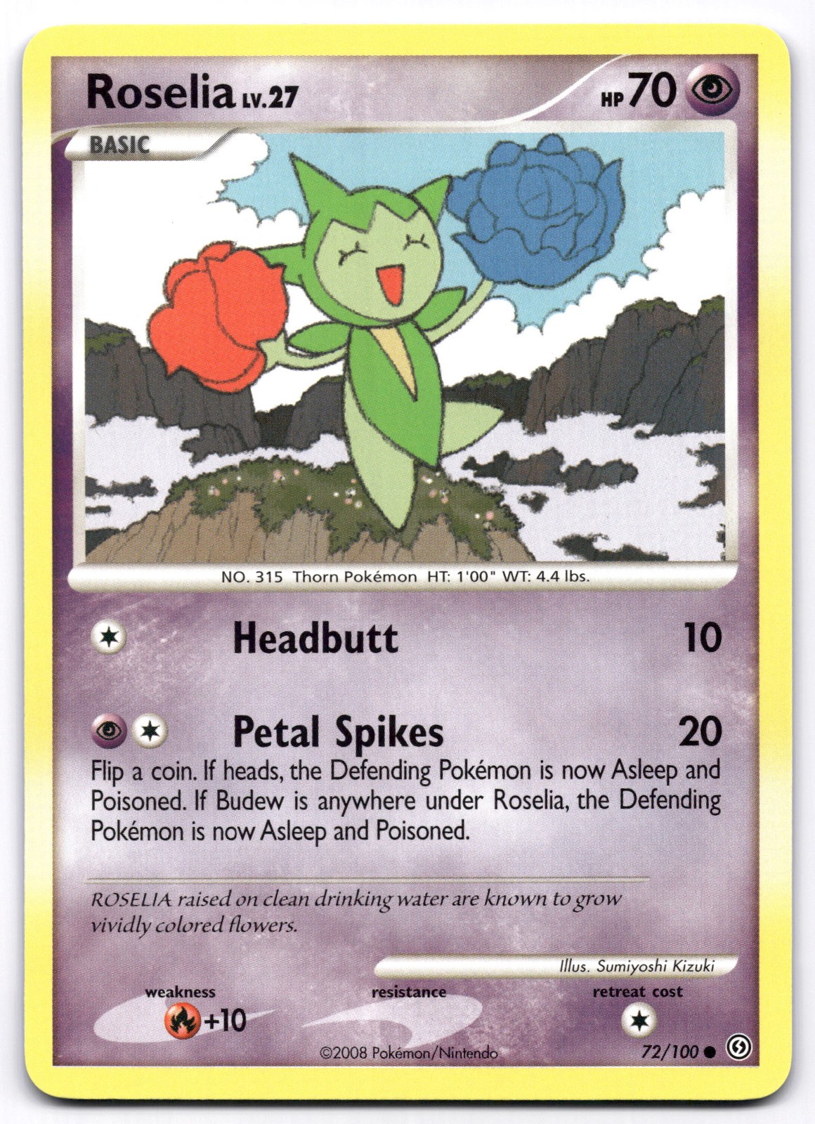 Roselia 72/100 Stormfront Pokemon Card Vintage | LP