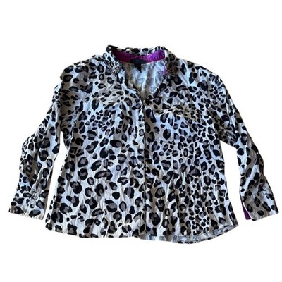 Lane Bryant Plus 24 Leopard Print Button-Up Blouse L/S mob wife plus bling bling