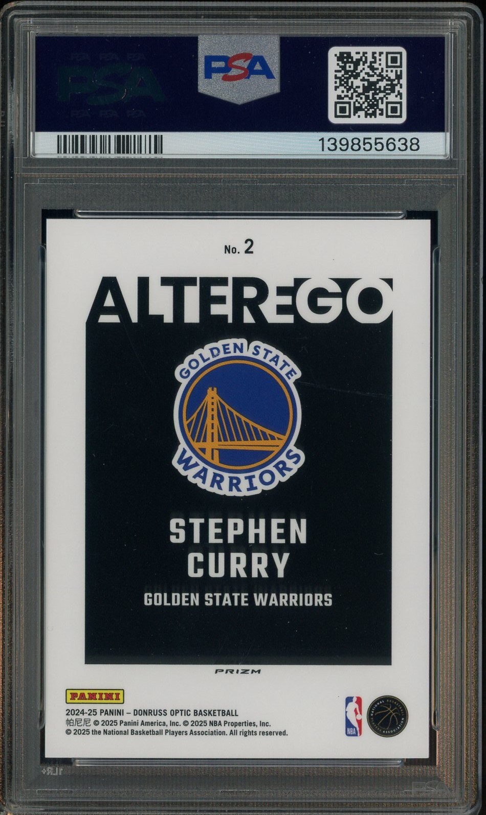 2024-25 Donruss Optic Alter Ego #2 Stephen Curry Warriors SSP CASE HIT PSA 10 view 3