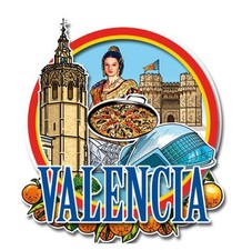 Valencia Cattedrale Paella Città Vecchia Legno Calamita Souvenir Spagna Espana