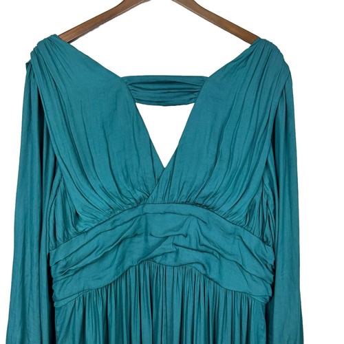 By Anthropologie Plus 20W NWT Gwendolyn Teal Long Puff Sleeve Hi Low Maxi Dress - Imagen 4 de 11