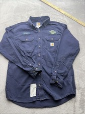 Carhartt FR Shirt Mens M Medium Long Sleeve Blue Work Wear CAT 2 NFPA 2112
