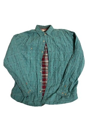 Carbon 2 Cobalt Men Bluebird Double L Teal Windowpane Pattern Long Sleeve Shirt