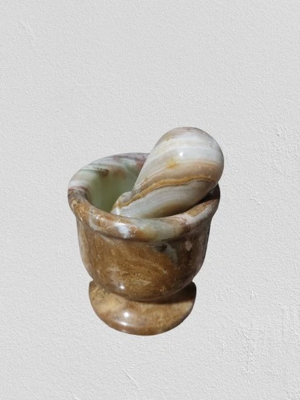 Handmade Natural Onyx Mortar & Pestle | Unique Mini Stone Grinder for Spices
Opens in a new window o