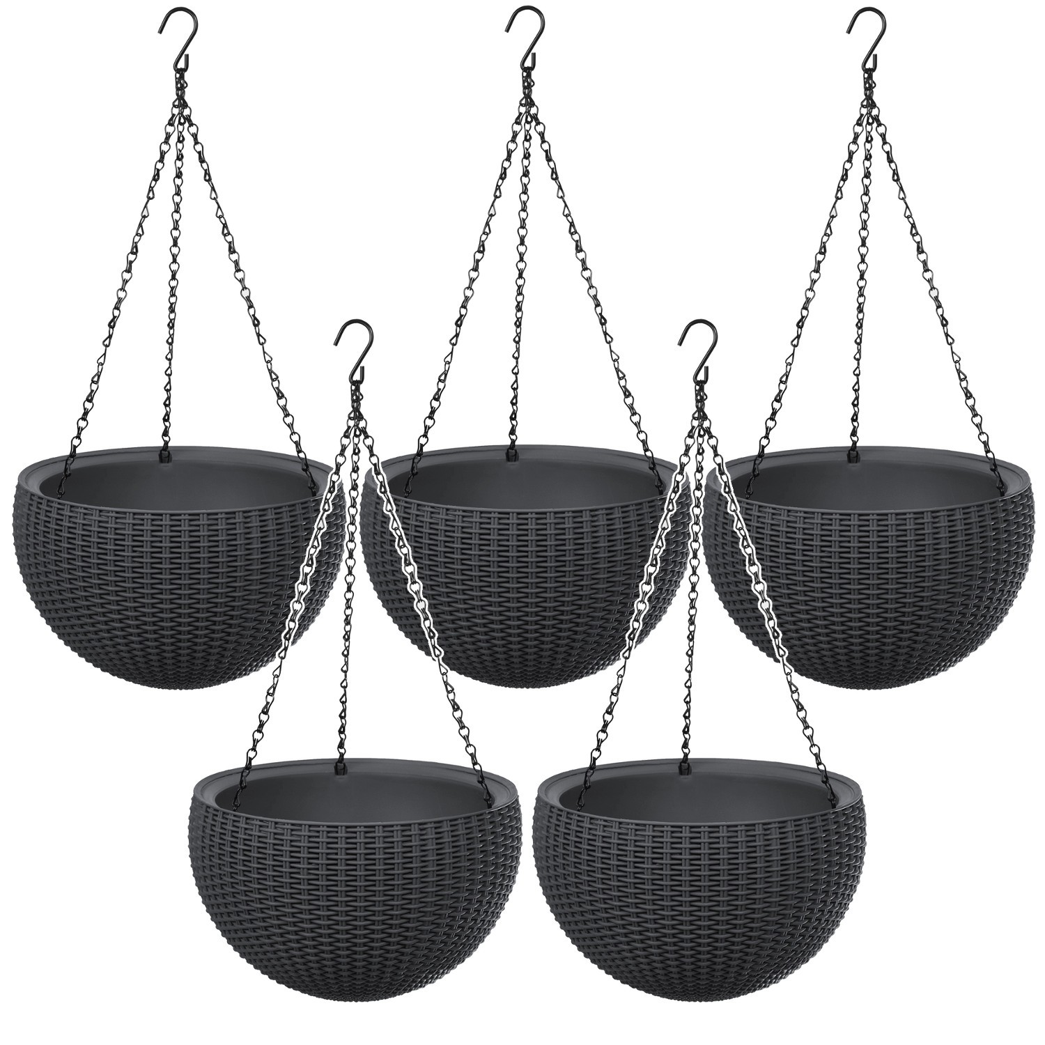 Keter suspension fleur anti-gaspillage eau lot de 5 pots suspendus anthracite pour balcon