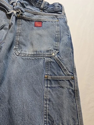 VTG Bailey's Wild Ass Jeans Distressed Mens  Carpenter Suspender Buttons 90s USA - Image 1 of 4