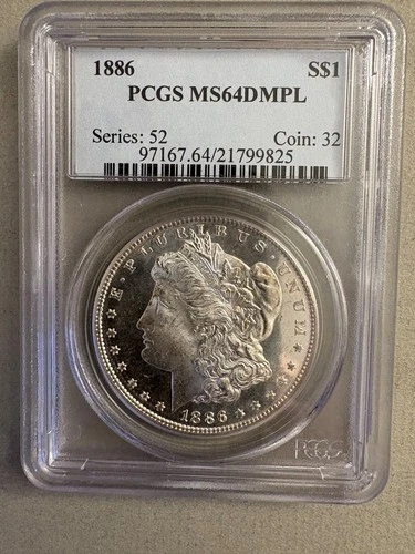 1886 P Morgan Silver Dollar PCGS MS 64 DMPL (Deep Mirror Proof Like)
