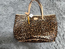 Coach Tote Bag PVC Leather Leopard Large Capacity, Authentic