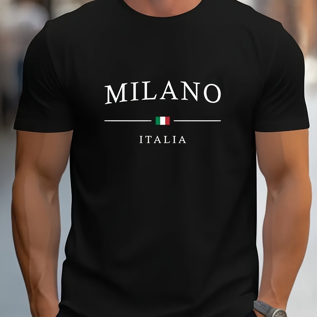 Milano Patterned Printed Men's T-shirt, Comfortable And Elastic Round Neck T-shi