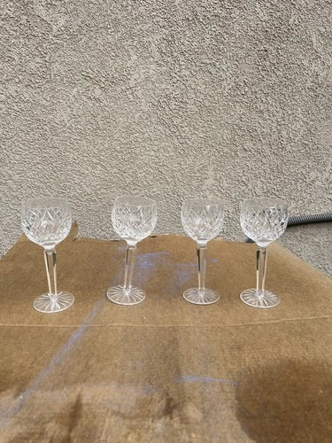 Vintage Waterford Crystal “Lismore” Hock Wine Glasses. Set of 4 All Marked