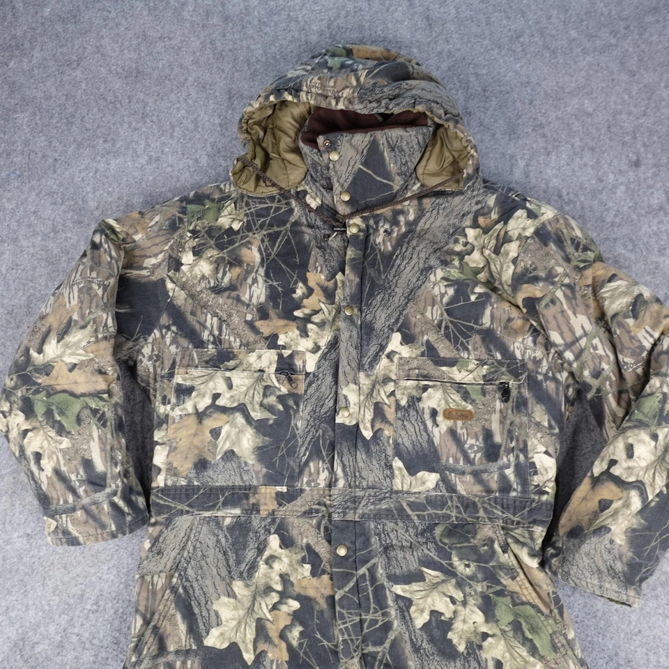VTG Cabelas Coveralls Mens XL Camo Mossy Oak Break Up Hunting Insulated Winter - Image 3 of 4