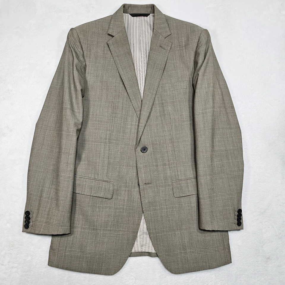 Костюм Banana Republic мужской 38S 30x29 желтовато-коричневый клетчатый имбирь итальянская ткань хирургический куб. - Изображение 2 из 4