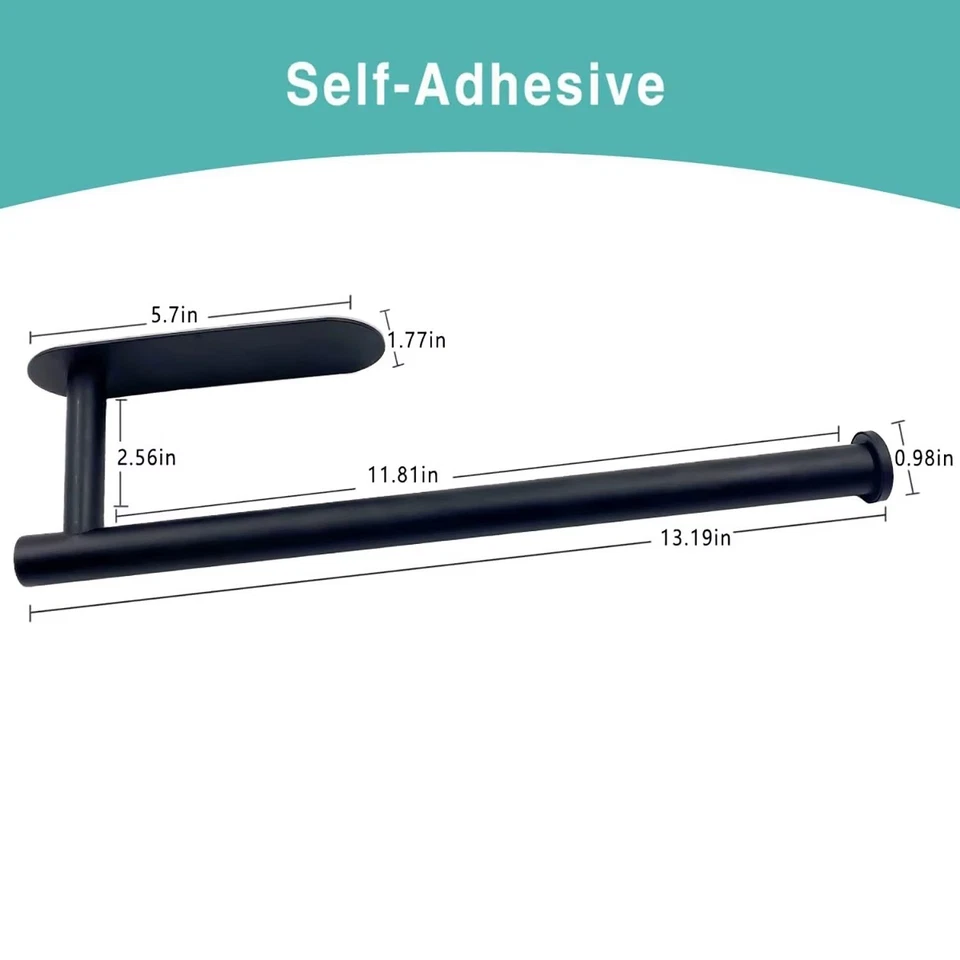 Adhesive Kitchen Paper Towel Holder Toilet Roll Dispenser Cabinet Rack - Image 4 of 4