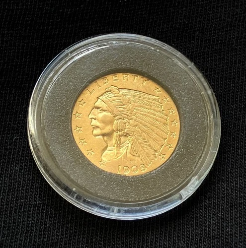 * 1908 * BRILLIANT MS GEM $2.50 GOLD Indian Head Quarter Eagle, *OLD COLLECTION*