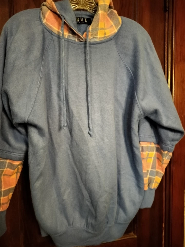 Rue 21 连帽羊毛连帽衫 带格子法兰绒 紫色 Y2K Vntg — 第 2/4 张图片