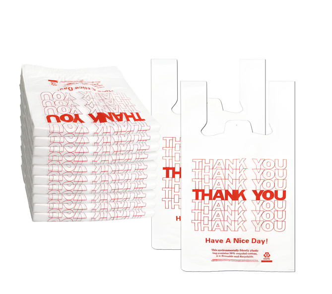 Thank You Bags, 1000 Pcs, White Plastic, 11.5X6.5x22 Shopping  Bags
