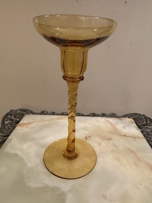 Vintage~EMPOLI~ Amber Glass Candle/Tealight Holder~ Twisted Stem~7.25''T(DR2)