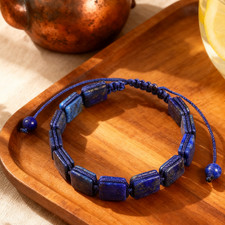 Lapis Lazuli Bracelet Blue Crystal Gemstone Mens Bracelet Gift for Husband