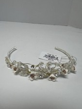 DAVIDS BRIDAL FLOWER GIRL TIARA COLLECTION RUM/IVORY PORCELAIN GLD NEW