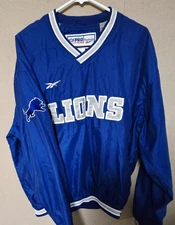 Vintage 90s Reebok Pro Line NFL Detroit Lions Jacket V-neck Pullover XXL