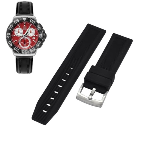 22 mm Schwarz Gummi Uhrenarmband für Tag Heuer Formula 1 BT0717 CAH1112 - Bild 1 von 6