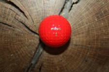 VINTAGE SOLID RED PING GOLF BALL GOLD LETTERING
