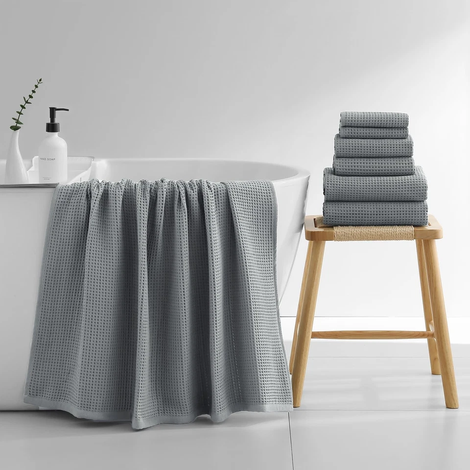 Sábanas de baño extra grandes de 40 x 80 pulgadas toallas microfibra gofre murciélago de gran tamaño... Foto 4 de 4