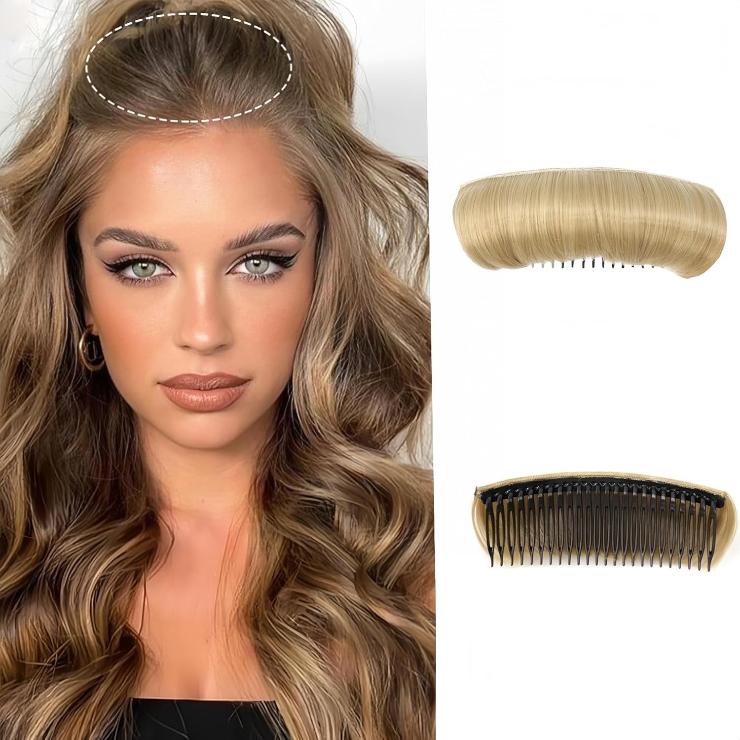 Hair Volume Clips, Women's Invisible Blonde Fluffy Hair Pad, Natural Bump It Up