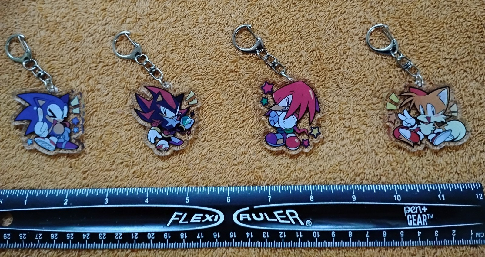 GET ALL 4 FOR $11.99! Sonic the Hedgehog Keychain key ring pin pins set lot sets