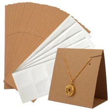 50 Pcs Standing Jewelry Cards with Necklace Pouch, Earring Cards for Selling ...