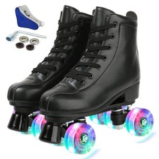 YYW Roller Skates for Women Men, High Top PU Leather Classic Double-Row, Indo...