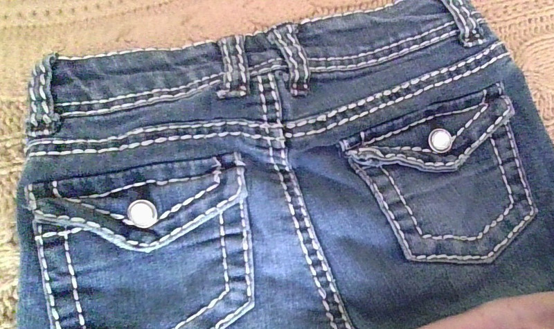 Xhilaration Girls 6 Jeans Heavy Stitch/Gem Rivets 20Wx19 5-Pock Denim Lite Wear