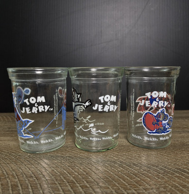 Vintage Welch's Tom And Jerry Juice Jelly Glass 1990 Set of 3