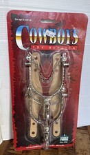 New Parris Toys Western Spurs Cowboy Toy Replica Set Metal w/Faux Leather Straps
