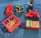 VTG Fisher Price Little People 6 PIECE NURSERY SET for Baby Fuchsia Play Pen Set
