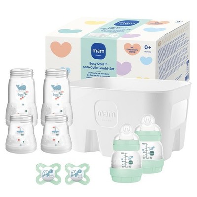 MAM Easy Start Anti-Colic Combi-Set | 0+ Mon | 6 Trinkflaschen 1 Flaschenkorb